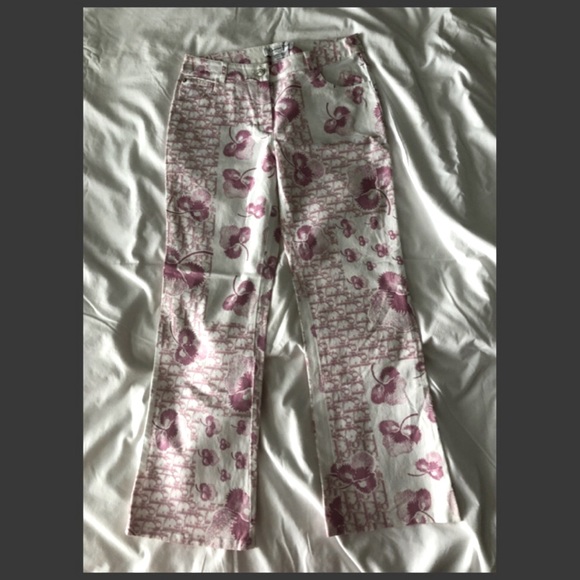 ✨Authentic Vintage Y2K Christian Dior Cherry Blossom Diorissimo Cotton Pants - Picture 2 of 13